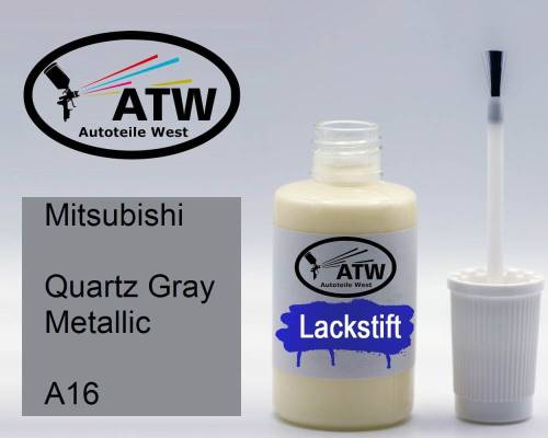 Mitsubishi, Quartz Gray Metallic, A16: 20ml Lackstift, von ATW Autoteile West.